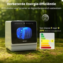 AIRMSEN Mini Vaatwasser - Met Waterontharder - Vrijstaand - Ingebouwd Watertank 5L - 4 Couverts - Wit/Zwart — thumbnail 5