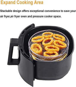 Ronde airfryer van 20 cm, 3 lagen, stapelbaar, compatibel met dehydrators, accessoires gemaakt van 304 roestvrij staal, geschikt voor airfryers, ovens, dubbele lades, grillroosters en Ninja Foodi grillroosters. — thumbnail 5