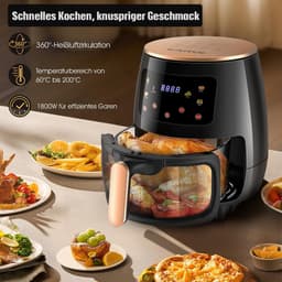 Grote Heteluchtfriteuse 6L met Glazen Kijkvenster en Touchscreen - Gezond Frituren zonder Olie — thumbnail 4