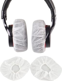 Elastische Hygienehoesjes hoofdtelefoon - 100 Stuks - Vervangende Hygienehoesjes hoofdtelefoon - Niet-geweven stof - Universeel - Elastisch stretch - Rekbare sanitaire oorschelp covers - Voor thuis, sport en kantoor - Cover hoes 11cm - Wit — thumbnail 4