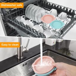 6 Stuks Luchtfriteuse Eivorm Siliconen Taartvormen, 10 cm Airfryer Gepocheerde Eierdopjes, Poeder/Grijs/Blauw Siliconen Muffinpannen voor Bakken voor Broodjes Ei, Cupcakes en Pannenkoeken — thumbnail 4