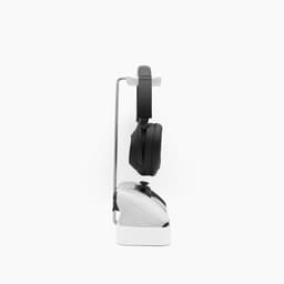 Minimalistische Houten & Metalen Hoofdtelefoonstandaard met Opslag voor Bureau — thumbnail 3