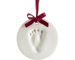 Voetafdruk- en handafdrukset van klei, souvenirornament, doe-het-zelf handafdrukmalset, geschikt voor baby's of huisdieren van 0-1 jaar, wit.