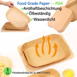 150 vellen – Geschikt voor Ninja airfryers, ook geschikt voor heteluchtfriteuses, Geschikt voor Princess dual-zone airfryers van 7,5-10 liter, hittebestendig tot 230°C. — thumbnail 2