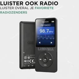 Lunvira® MP3/MP4 Speler – Draadloos Bluetooth & Bedraad – Draagbare Walkman – Zwart – Inclusief 4 GB SD-kaart & Oortjes — thumbnail 4