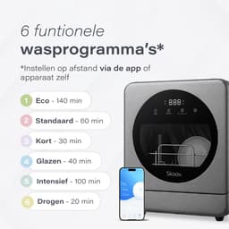 Skoov Mini Vaatwasser met waterreservoir - 3 couverts - 6 wasprogramma's - 45cm - Kleine smalle vrijstaande afwasmachine - Camping - Grijs — thumbnail 4