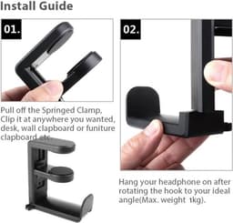 Headset houder - headset stand - Draaibare hoofdtelefoonstandaard - gamingheadsethouder - met 360 graden draaibaarheid en kabelclip — thumbnail 4
