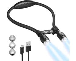 Leeslamp met USB Oplaadbaar - Flexibele Booklight met 4 LED-Lampen en 6 Helderheidsinstellingen voor E-Readers en Tablets