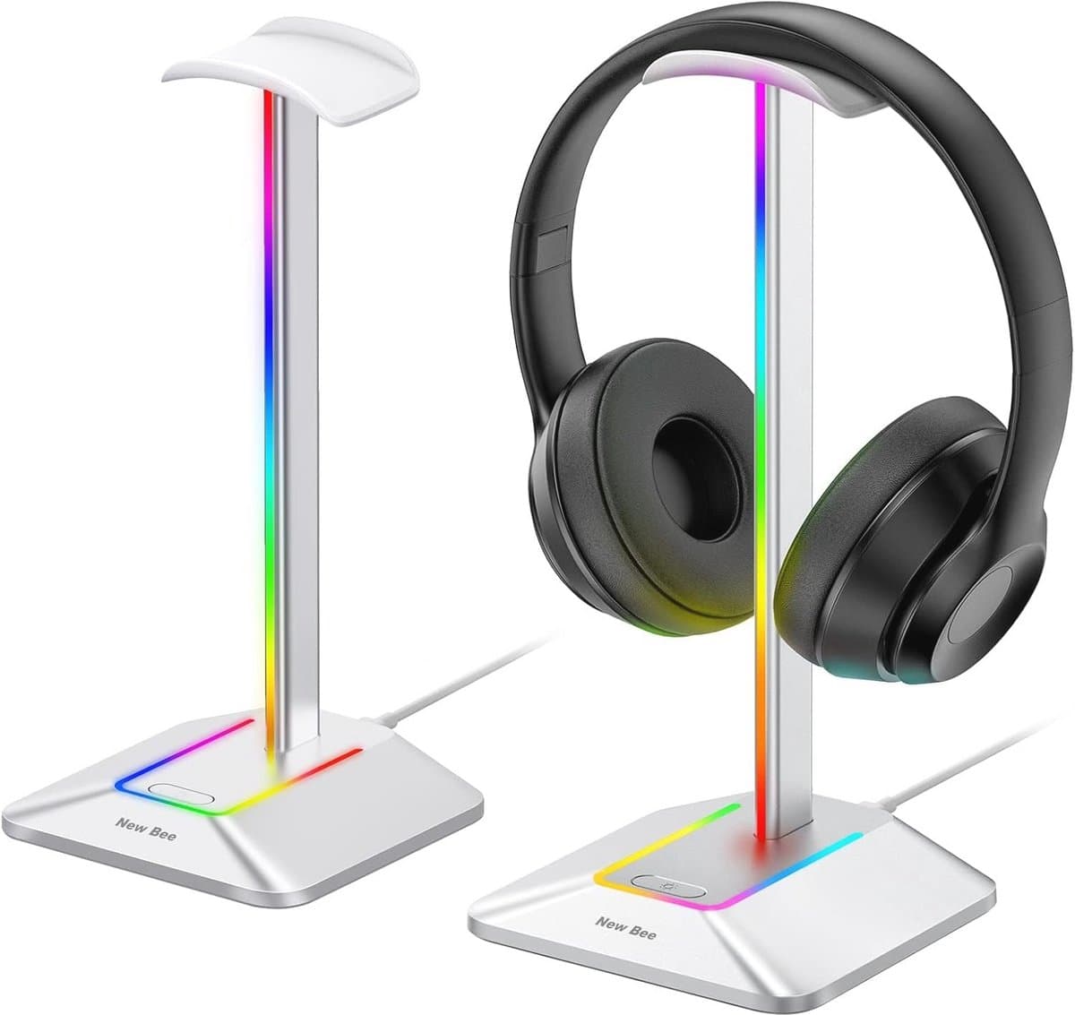 RGB Hoofdtelefoonstandaard met Draadloze Oplading en 7 Verlichtingseffecten — afbeelding 1