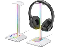 RGB Hoofdtelefoonstandaard met Draadloze Oplading en 7 Verlichtingseffecten