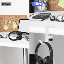 Hoofdtelefoonstandaard met Dubbele Haak - Wit - Ideaal voor Bureau en Gaming — thumbnail 3