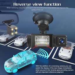 Dash Cam 1080P met 3 Kanalen, WiFi en Nachtzicht - Volledige HD Autobewakingscamera — thumbnail 2
