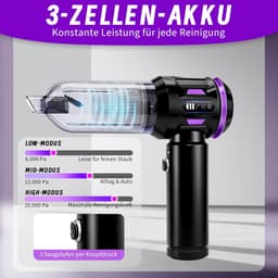 NETTLIFE - Kruimelzuiger - Handstofzuiger - Accu Mini Stofzuiger Draadloos - 25000Pa - 4-in-1 Autostoofzuiger - 3 standen - Draagbare stofzuiger - voor auto Huishouden Dierenharen - violet — thumbnail 2