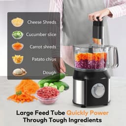 Royal Swiss® Foodprocessor 5-in-1 – 550W – Keukenmachine met Blender, Hakmolen, Citruspers & Snij-/Raspbladen – 2 Snelheden + Pulse – Black Edition — thumbnail 2