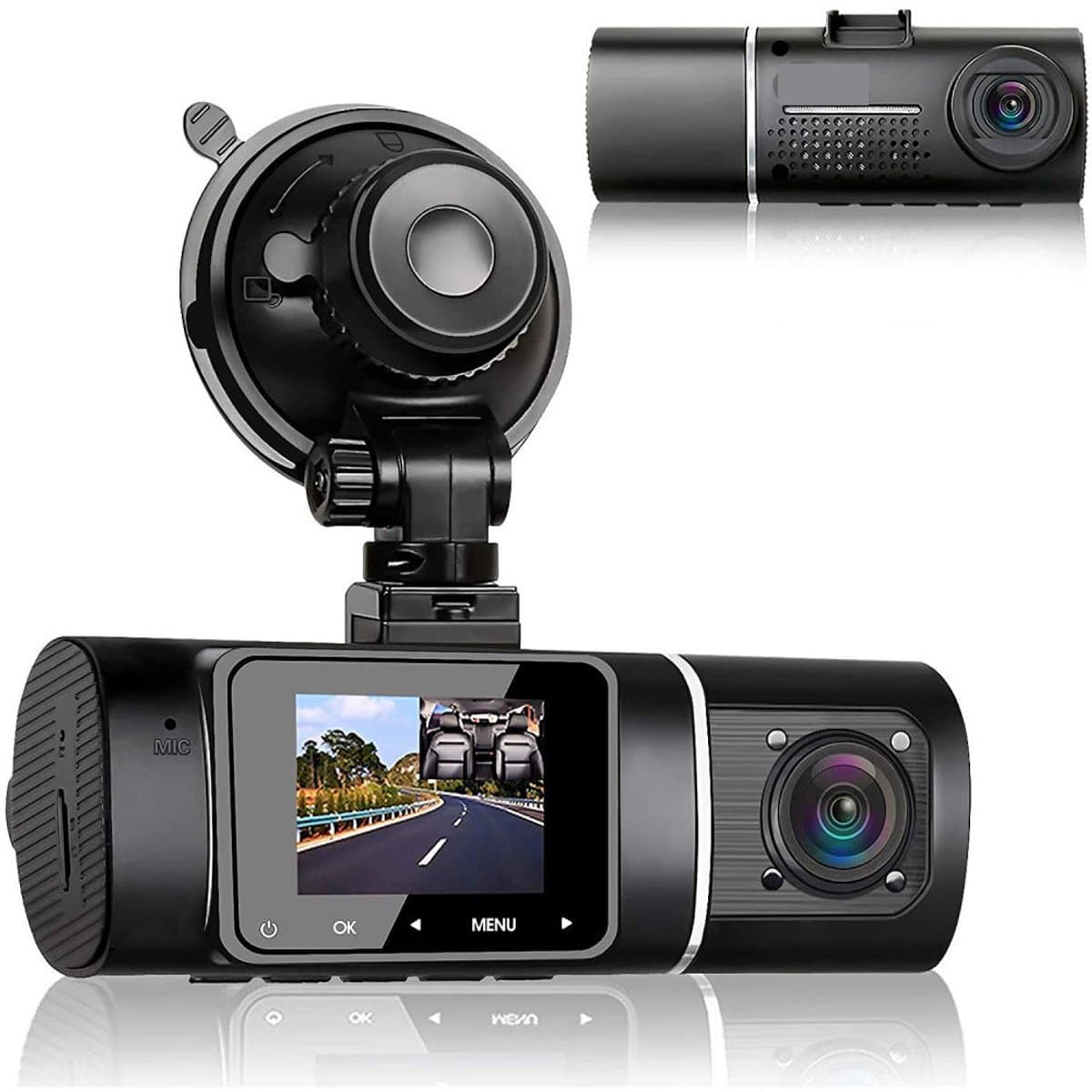 Dubbele infrarood nachtzicht-dashcam voor auto's, voor en achter — afbeelding 1