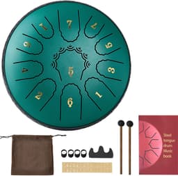 VEVOR Tongue Drum, 165 mm, 11-Tonige Rain Drum, D-Majeur Muziekdrums met Muziekboek En Mallets, Stalen Tongdrum, Stalen Pan, voor Meditatie, Yoga, Beginners, Muzieklessen, Groen — thumbnail 1