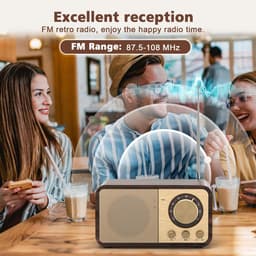 IBETTERTEC - Radio- Digitalradio- Retro Radio met Bluetooth- FM Radio- Vintage Radio met AUX/USB- Radio voor Keuken/Slaapkamer/Kantoor — thumbnail 4