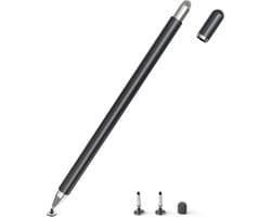 Tablet stylus, 2 in 1 stylus, compatibel met alle tablets en smartphones, Geschikt voor iPhone, iPad, Samsung, Lenovo, Surface, Huawei, Xiaomi, Android, iOS, etc. (Zwart)