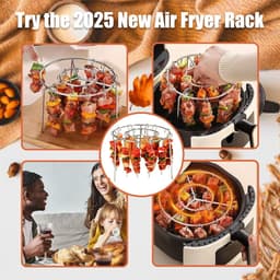 JeiibrZui Airfryer Rek - Airfryer Verticaal Rek - Rond Zwevend Ontwerp Voor 30 Spiesjes Gelijkmatig Grillen - 1 - Geschikt Voor Standaard Airfryers Zilver — thumbnail 5