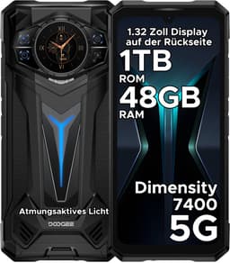 DOOGEE S200 Ultra 5G - Robuuste Smartphone - Robuuste Telefoon - 48GB RAM + 1TB ROM （2TB /TF） - Dimensity 7400 - 11000 mAh /66W - 6,72 inch 120Hz - Android 15 - Nachtzicht -100 MP AI camera - NFC - GPS - 1,32 inch display achteraan - Zwart — thumbnail 1