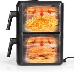 Vertikale dubbele kamer heteluchtfriteuse met kijkvenster en 12 liter capaciteit — thumbnail 2
