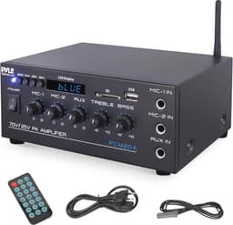 Compacte Mini Home Versteker - 40W Slimme Audio Stereo Ontvanger met AUX en 2 Microfoon Ingangen — thumbnail 1