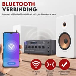 Compacte Mini Home Versteker - 40W Slimme Audio Stereo Ontvanger met AUX en 2 Microfoon Ingangen — thumbnail 5