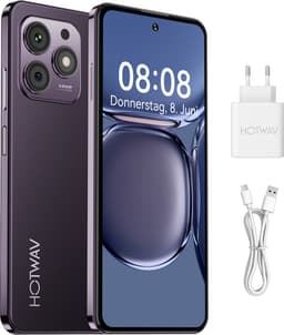 HOTWAV mobiele telefoon - Smartphone zonder abonnement- 16 GB/256 GB - 5160 mAh - mobiele telefoon senioren - Met transparante hoes - Paars — thumbnail 1