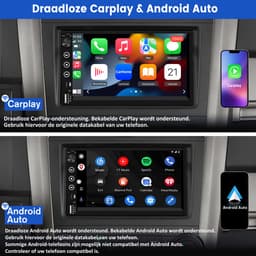 Hexinex 2DIN Autoradio - 7 inch scherm - met Draadloze Carplay & Android Auto - BT 5.2 - USB/USB-C + Achteruitrijcamera — thumbnail 3