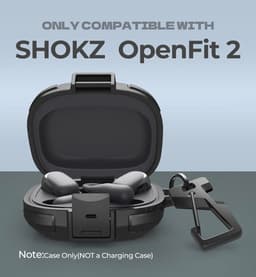 Bumper Hoesje voor Shokz OpenFit 2 - Valbestendige en Schokbestendige Bescherming met Karabinerhaak en Reinigingsset - Zwart — thumbnail 3