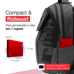 VisiQuality High-Speed Externe Harde Schijf 1 TB - Draagbare Harde Schijf USB 3.0 - Voor Windows & Mac - Xbox & PS4 games - Compact - Met handleiding - Rood — thumbnail 2