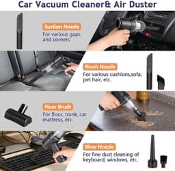 Draadloze 3-in-1 Handstofzuiger – Mini Stofzuiger & Stofblazer – Oplaadbaar – Voor Huis, Auto & Huisdierenhaar – Basismodel Zilver/Zwart — thumbnail 4