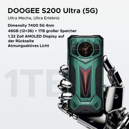 DOOGEE S200 Ultra 5G - Robuuste Smartphone - Robuuste Telefoon - 48GB RAM + 1TB ROM /2TB TF -Dimensity 7400 - 11000 mAh /66W --6,72 inch 120Hz - Android 15 -Nachtzicht-100 MP AI camera - NFC - GPS -1,32 inch display achteraan - Groente — thumbnail 5