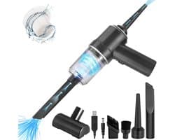 Draadloze 3-in-1 Handstofzuiger – Mini Stofzuiger & Stofblazer – Oplaadbaar – Voor Huis, Auto & Huisdierenhaar – Basismodel Zilver/Zwart