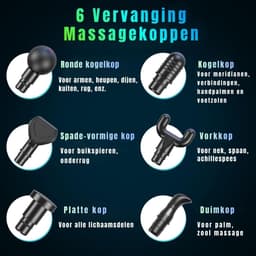 RWB® Massage Pistool - Massagepistool - Massage Gun - 30 Snelheden - 8 Massagekoppen - Zwart - 15cm x 10cm x 7cm — thumbnail 2