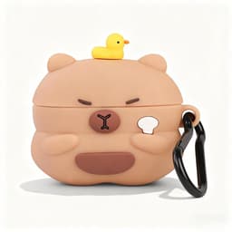 Namajunas - Case geschikt voor Apple AirPods 3 hoesje - Hoesje Geschikt voor AirPods 3 Hoesje Siliconen Case - optimale bescherming - Valbescherming - Capibara Hoesje Siliconen Case - Met karabijnhaak - Capybara — thumbnail 1