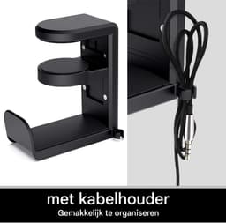 TuseRxln Koptelefoon Standaard - Headset Hanger - 360° Rotatie & Verstelbaar Voor Meeste Bureau Diktes - 1 Stuk - Thuis Kantoor + Zwart — thumbnail 3