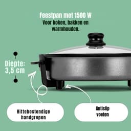 RVV®Partypan -Airfryer -Hapjespan - makkelijke schoon te maken - diameter 32 cm- Zwart - 40 cm x 38 cm x 16 cm — thumbnail 5