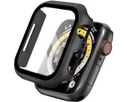 Screen protector - Geschikt voor Apple Watch 7 / 8 / 9 - 45 mm - Full Cover Hard Case / Beschermend Hoesje - Zwart