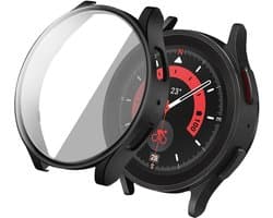 Screen protector - Geschikt voor Samsung Galaxy Watch 6 - 44 mm - Full Cover Hard Case / Beschermend Hoesje - Zwart