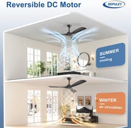 Stille plafondventilator zonder licht voor buiten | 132 cm | Ventilator met afstandsbediening en app | Omkeerbare DC-motor voor huis en tuin — thumbnail 5