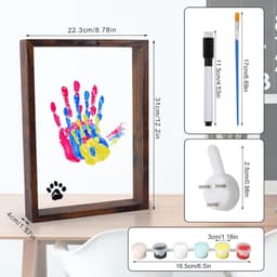 Allecta - Familiehandafdruk DIY Houten Handafdrukframe - Leuke Ouderscadeaus - Geboorte - Kinderen - Koppels - Vrienden - 6 Verfkleuren — thumbnail 2