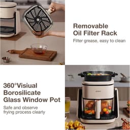 2-in-1 Multifunctionele Airfryer met Plaatfunctie - 4 Liter, 1100W, 8 Kookprogramma's — thumbnail 7