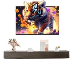 Zwevende TV-Meubel Onderkast 200 cm Massief Hout Hoogglans Wandmontage Geschikt voor Grote Televisie