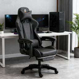 Gotagee Bureaustoel Gamingstoel Ergonomische Gamestoel Met Lendensteun un voetpedalen Hoogte en Ligfunctie Zwart — thumbnail 5