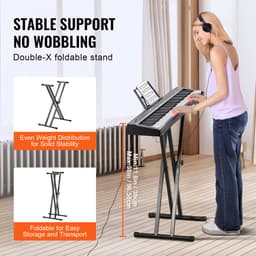 VEVOR Digitaal Toetsenbord met 88 Toetsen, 1000 Ritmes, Elektrische Piano, Piano met Standaard — thumbnail 4