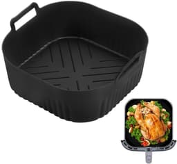 Bakplaat - siliconen airfryer-inzetstukken - geschikt voor Philips Airfryer 2000 Series NA229/00 - 20*7.5cm - BPA-vrije airfryer-accessoires - vaatwasmachinebestendige inzetstukken - zwart — thumbnail 2