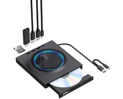 Externe Blu-ray-drive, draagbare UHD BD/DVD-speler, dvd-brander, USB 3.0-interface, ondersteunt lezen en schrijven, geschikt voor pc/laptop, zwart.