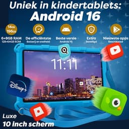 AngelTech Kindertablet XL PRO II - Android 16 - 6+8GB RAM – 128+64GB - Snelle 10 inch Kindertablet - Vanaf 3 Jaar – 100%Kidsproof – Ouderlijk Toezicht – 360° Fidgy Beschermhoes – Blauw — thumbnail 2