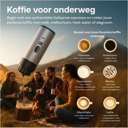 Draagbaar Koffiezetapparaat voor Onderweg van MMOBIEL - 12 Volt Portable Koffiemaker Camping met Standaard - Oplaadbaar USB-C - Koffiecups & Gemalen Koffie Espresso,Lungo, Nespresso, Camping Gadget — thumbnail 2